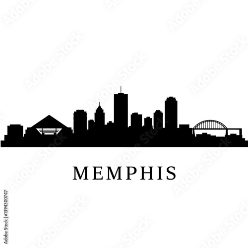 Memphis Skyline Silhouette Iconic Cityscape Design. 