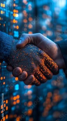 Digital Handshake Connecting Business Partners with Innovation and Technology Concept photo