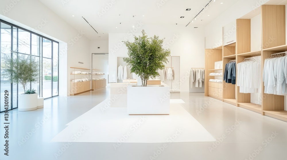Fototapeta premium Minimalist clothing store interior