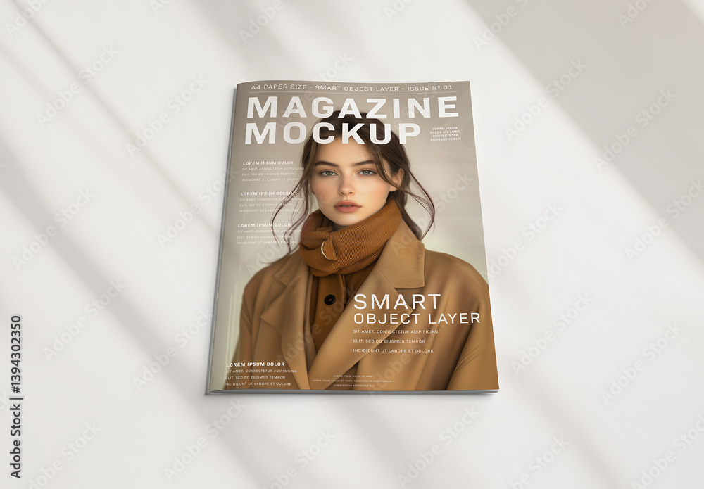 Magazine Cover With Editable Soft Shadows Mockup Stock Template | Adobe ...