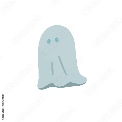 ハロウィンのおばけの手描きのかわいいカラーイラスト