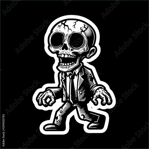 Vector illustrator of drawing line zombie