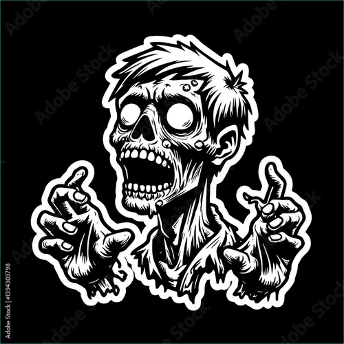 Vector illustrator of drawing line zombie