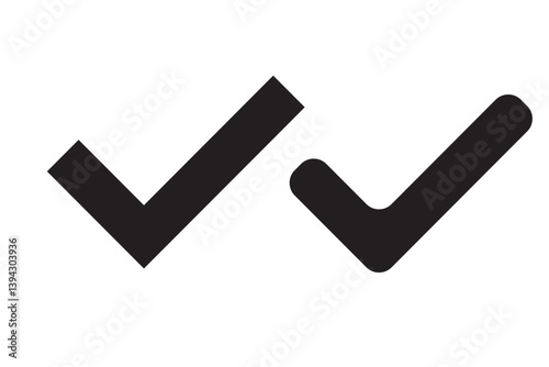 Set of black check mark isolated vector icons. Vote symbol tick. Approved icon. Check mark icon set. Tick checkmark check list button icon.