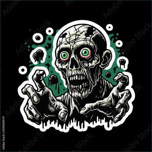 Vector illustrator of drawing line zombie