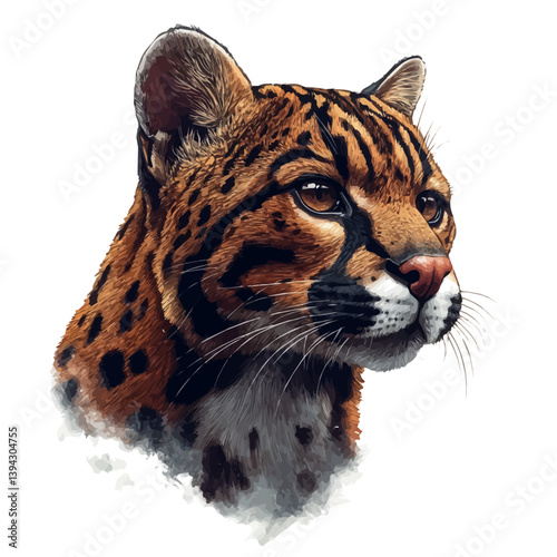 Corsican wildcat, watercolor illustration, isolated on a white background.

