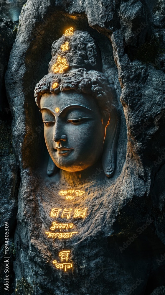 Serene Buddha Carving: Ancient Stone Sculpture Radiating Spiritual Tranquility Serene Buddha Carving: Ancient Stone Sculpture Radiating Spiritual Tranquility