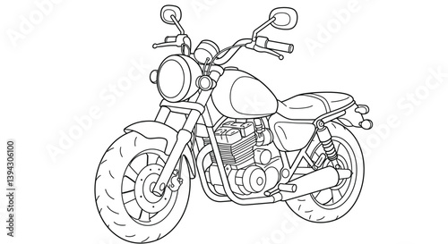 Cute Chibi Motorcycle Coloring Sheet with Big Headlight - Easy Kids Outline Bike Printable
