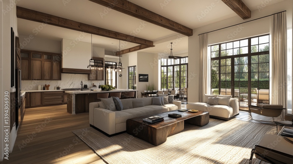 Fototapeta premium Bright Modern Open Plan Living Room Interior Design