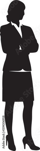 Silhouette of Professional Woman in Business Attire Standing Confidently