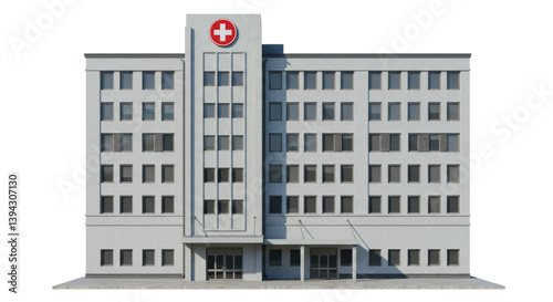 Isolated Modern Hospital Building Exterior
