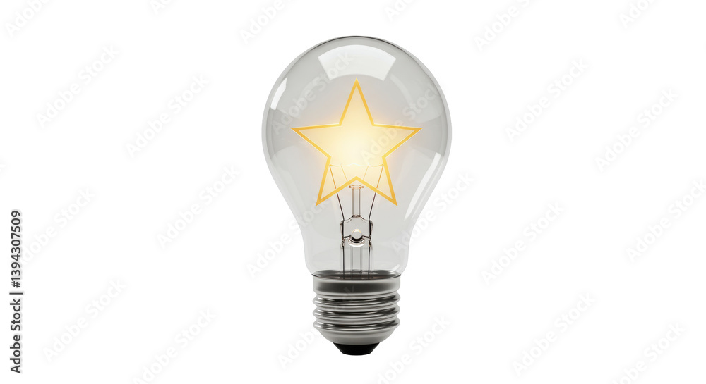Isolated Light Bulb with Star Filament Isolated Light Bulb with Star Filament