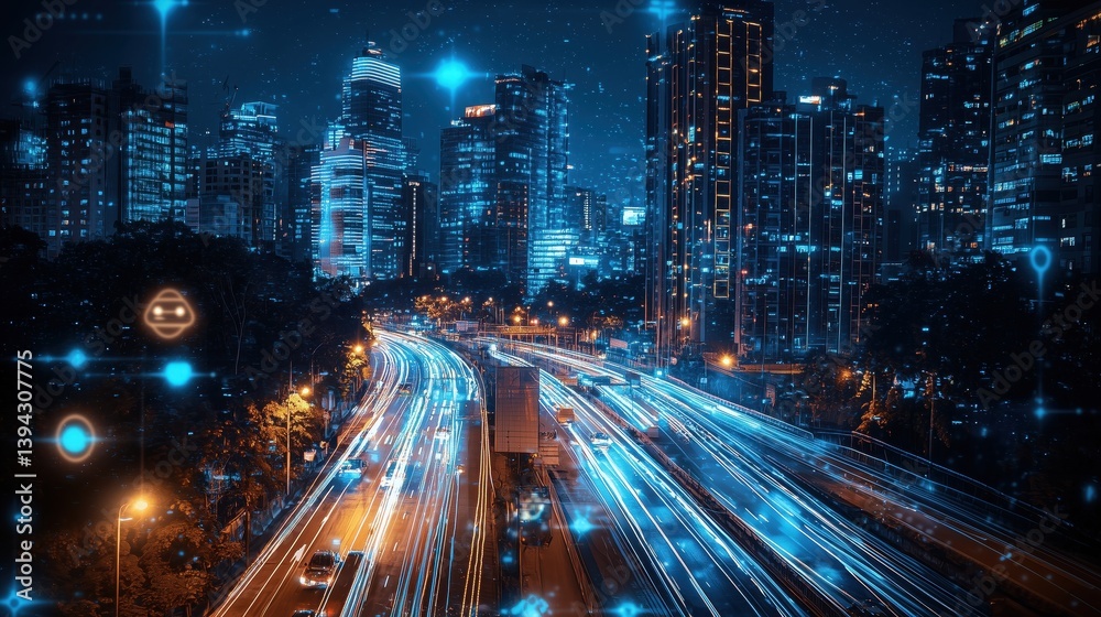 Obraz premium Smart City at Night