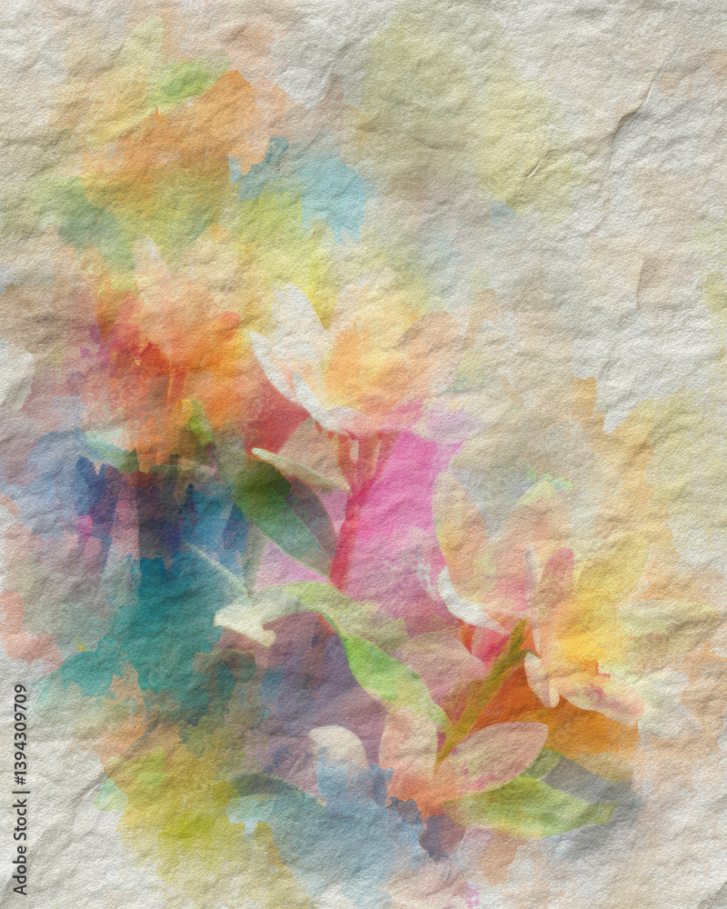 Naklejka premium vibrant watercolor background featuring soft floral elements pastel colors, evoking serene
