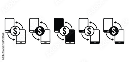 Peer to Peer Payment Mobile Money Transfer Icons Vector Design