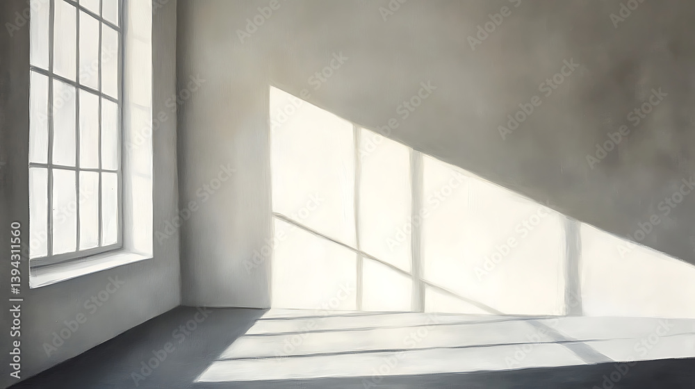 Sunlit room with large window Sunlit room with large window