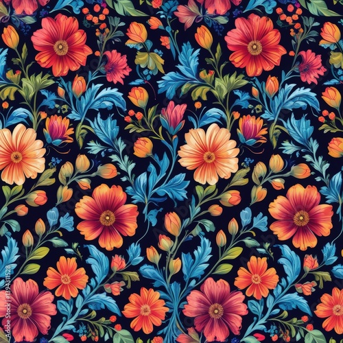 Vivid Floral Garden Seamless Pattern