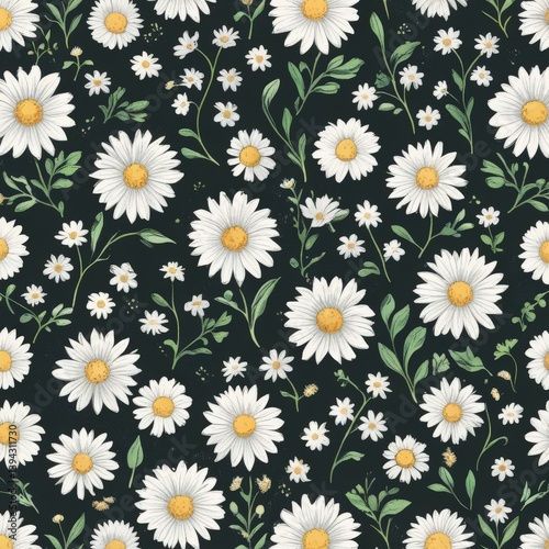 Cheerful Daisy Garden Seamless Pattern