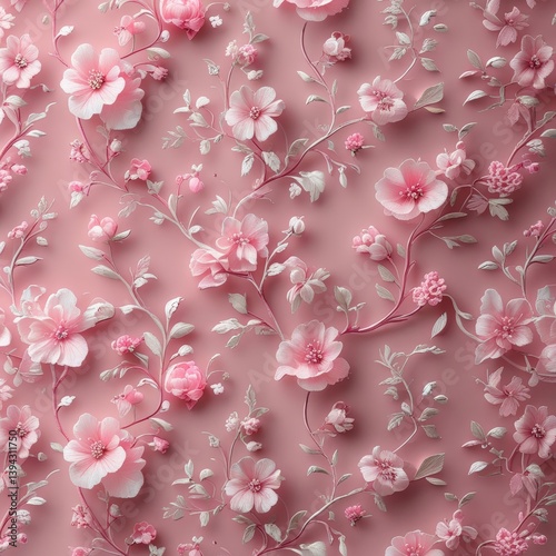 Cherry Blossom Swirl Seamless Pattern