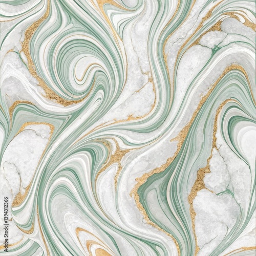 Emerald Swirl Marble Seamless Pattern