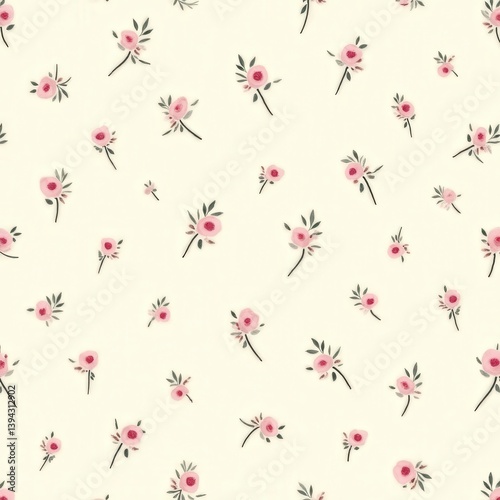 Tiny Pink Blossom Seamless Pattern
