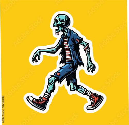 Vector illustrator of drawing line zombie