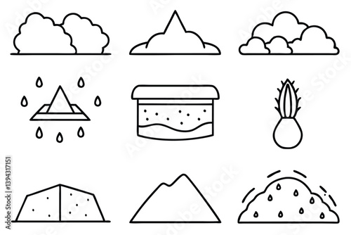 Soil Degradation Line Art Creative Design for Environmental Illustration 