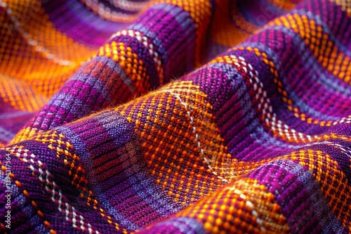 Striking Purple and Orange Plaid Fabric Design A Vibrant Textile Pattern for Fashion Home Decor and More