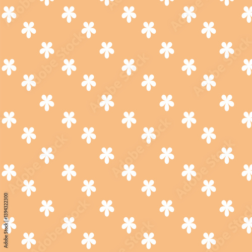 Orange seamless pattern with white daises