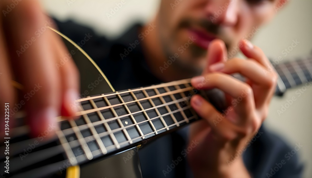 Fototapeta premium man playing a guitar with his fingers