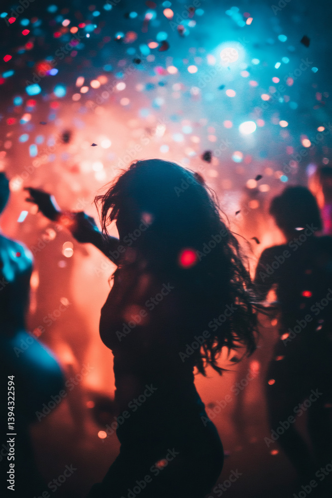 Dynamic photo of people dancing at a club with an energetic atmosphere Dynamic photo of people dancing at a club with an energetic atmosphere