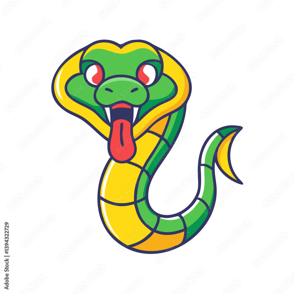 Fototapeta premium Colorful cartoon snake with tongue out