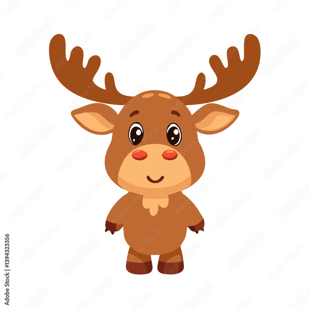 Cute cartoon moose in simplified flat vector design Cute cartoon moose in simplified flat vector design