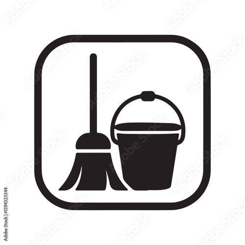 Cleaning room sign, cleaning room vector icon, silhouette of cleaning room