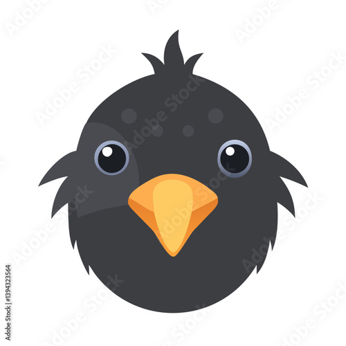Wallpaper Mural Black cartoon bird head with yellow beak in flat vector style Torontodigital.ca