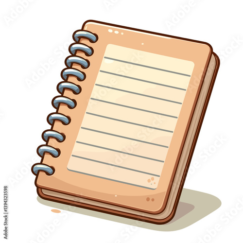 Spiral notebook with lined paper and tan cover. Ideal for school supplies marketing, writing accessories, office stationery collections, or journal product catalogs.