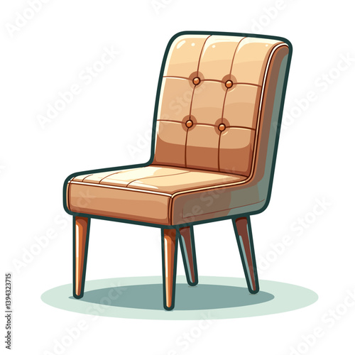 Beige upholstered dining chair with tufted back. Ideal for furniture store catalogs, interior design visuals, home decor collections, or restaurant seating solutions.