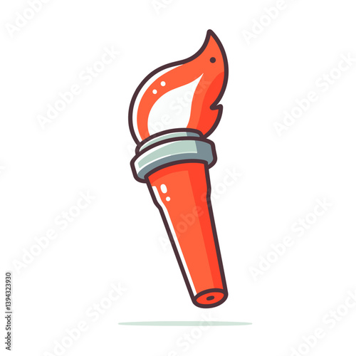 Olympic torch with red flame in minimalist style. Perfect for sporting event promotions, athletic competition themes, and international games symbols.