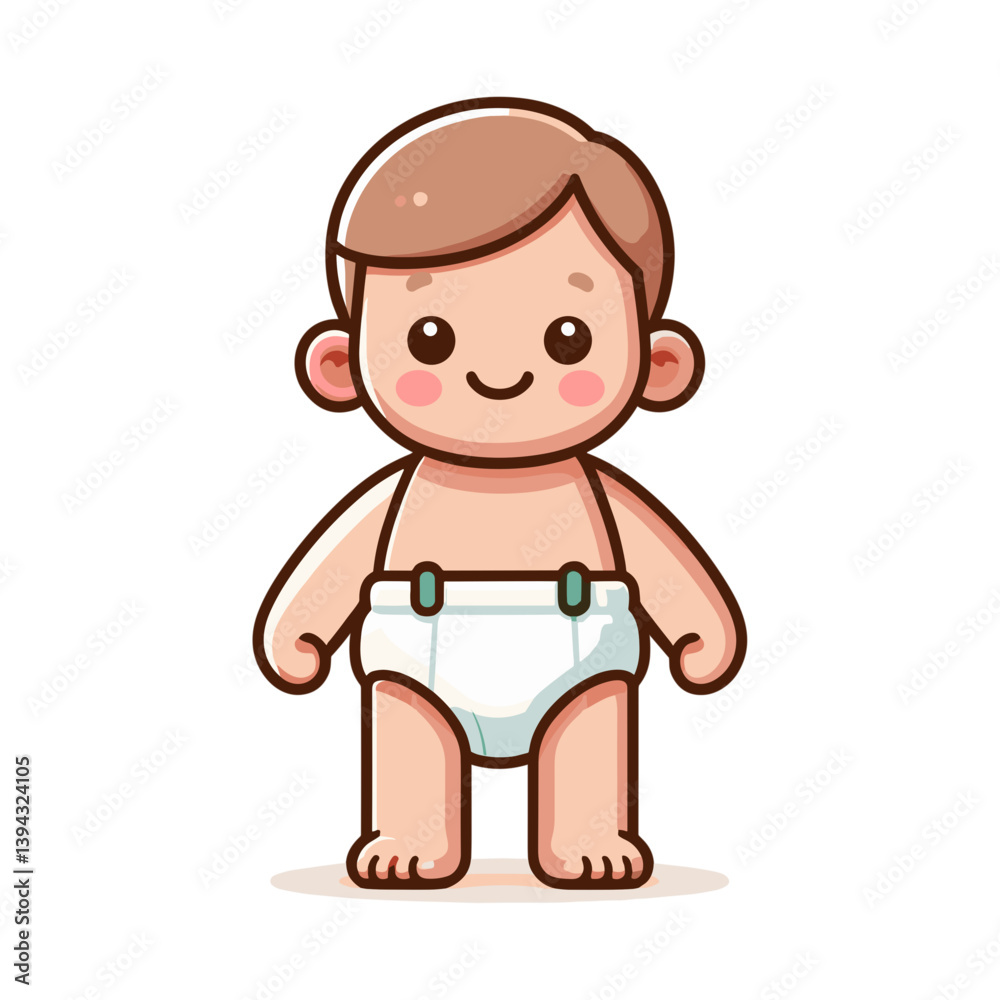 Cartoon baby in diaper, cute infant character. Ideal for childcare products, nursery decorations, baby shower invitations, and parenting app illustrations. Cartoon baby in diaper, cute infant character. Ideal for childcare products, nursery decorations, baby shower invitations, and parenting app illustrations.