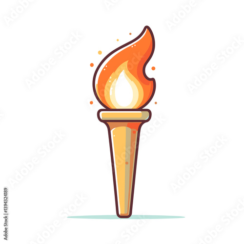 Olympic torch with flame, ceremonial fire bearer. Perfect for sports events, international competitions, athletic ceremonies, and Olympic Games promotions.