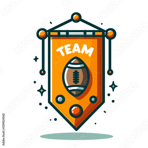 Football team banner with orange background and ball emblem. Perfect for sports clubs, school team spirit graphics, championship events, or fan gear promotional materials.