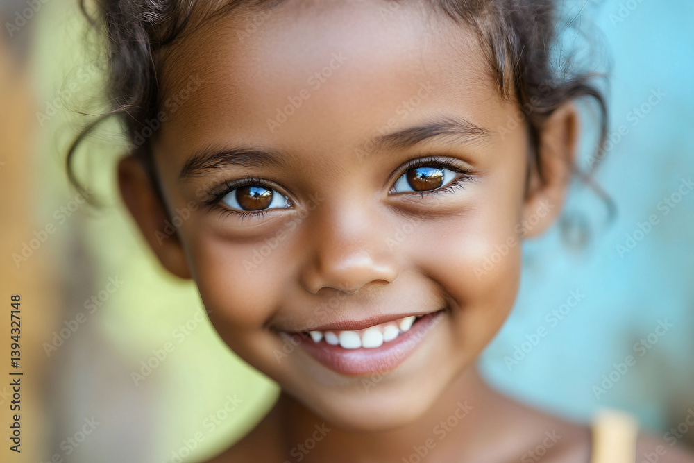 Closeup smile of happy adorable toddler with sparkling eyes and first baby teeth showing innocence and joy, generative ai Closeup smile of happy adorable toddler with sparkling eyes and first baby teeth showing innocence and joy, generative ai