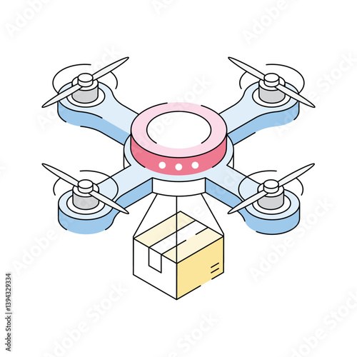 A captivating isometric style icon of drone delivery