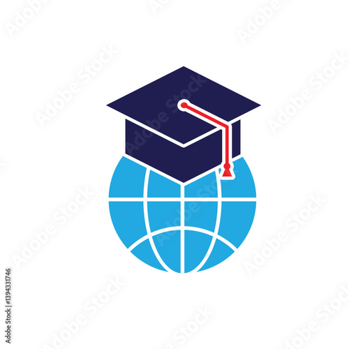 graduation icon. graduation cap toga vector with globe. explaining education, learning outcomes, bachelor. for events, celebrations, flyers. Solid design style