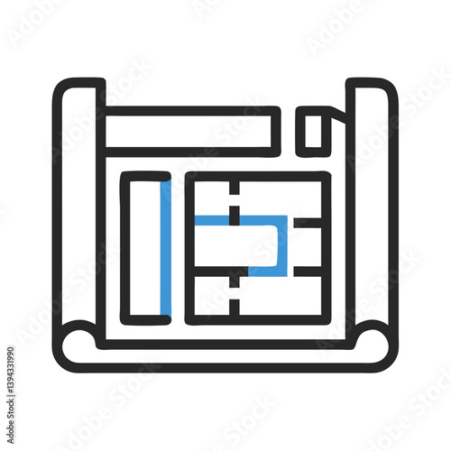 Construction Site Blueprint Rolled Open Icon Design
