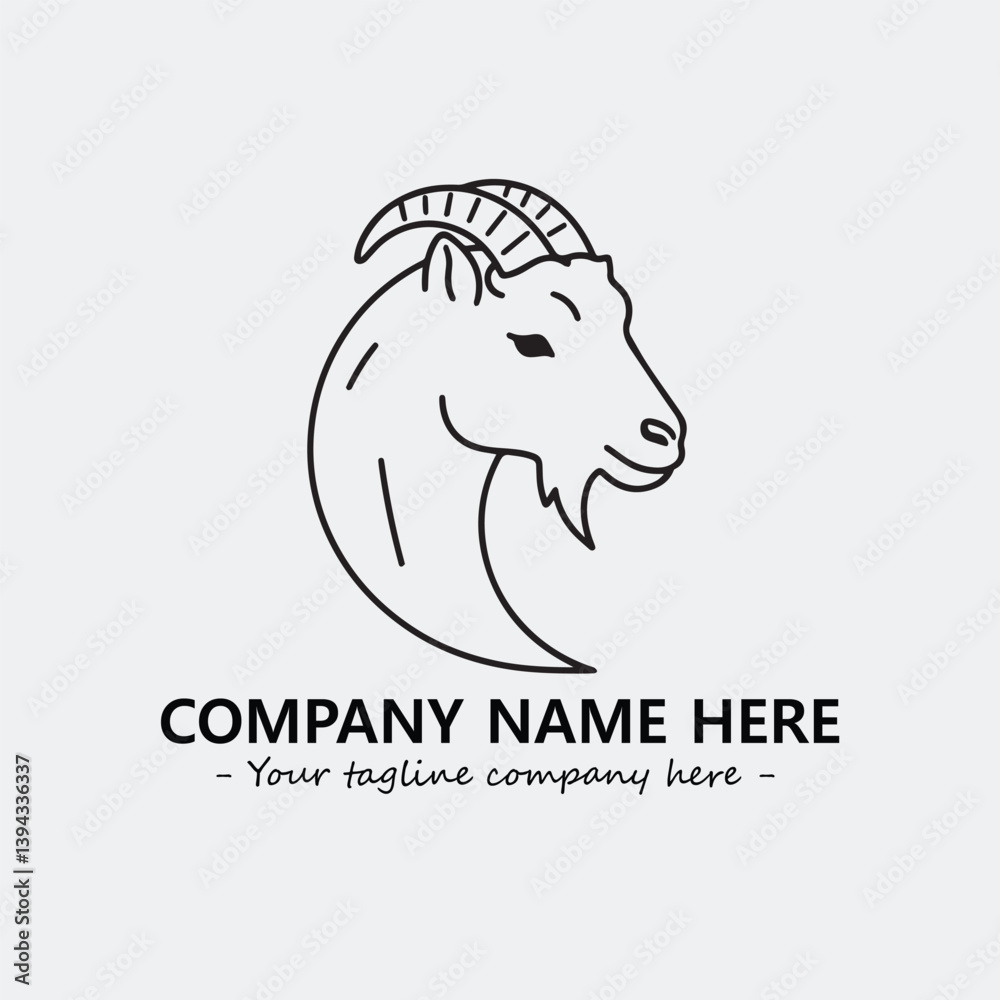 Obraz premium Head of goat illustration black and white for logo company vector image