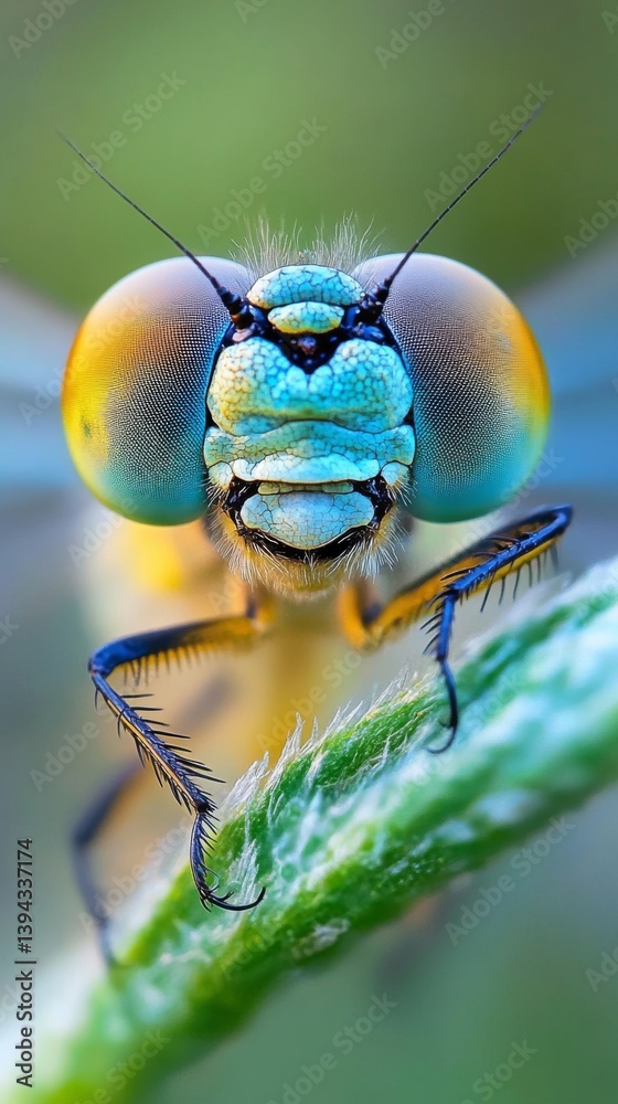A vibrant close-up of a mesmerizing insect showcases intricate details. The vivid colors and unique features create a stunning visual experience. Generative AI