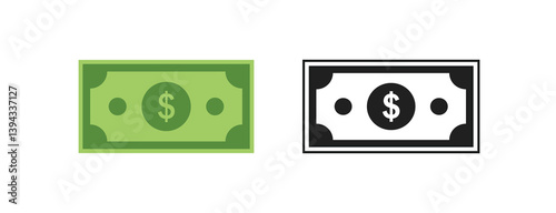 Set of green US dollar currency symbol isolated on gray background. Green dollar sign. 2d signs money currency sign. 2d vector Illustration.