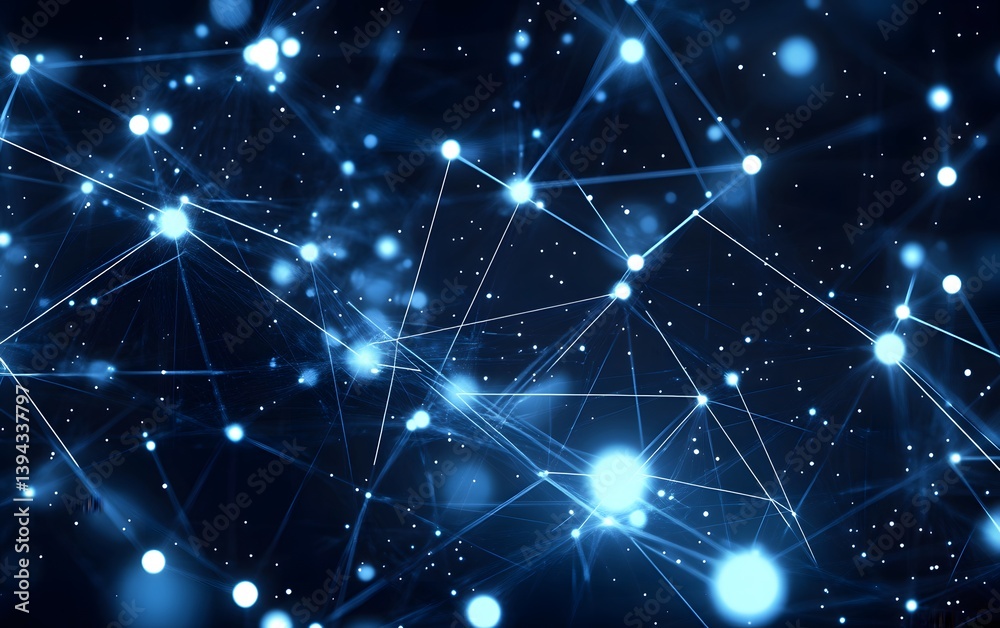 Obraz premium Abstract Network Connection Dots Lines Blue Digital Technology Background
