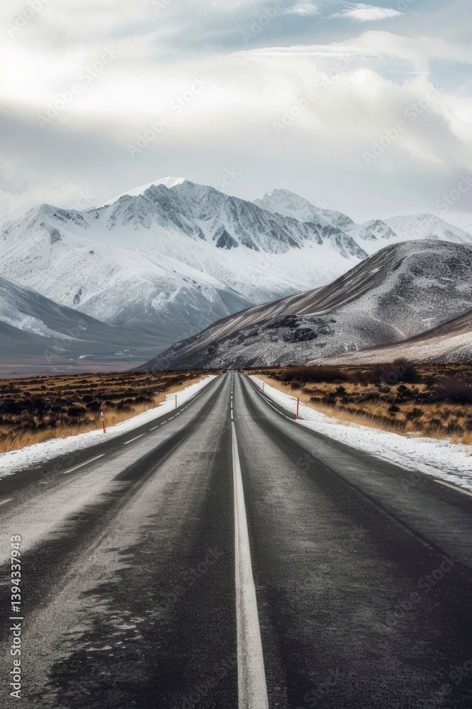 road mountains in the background